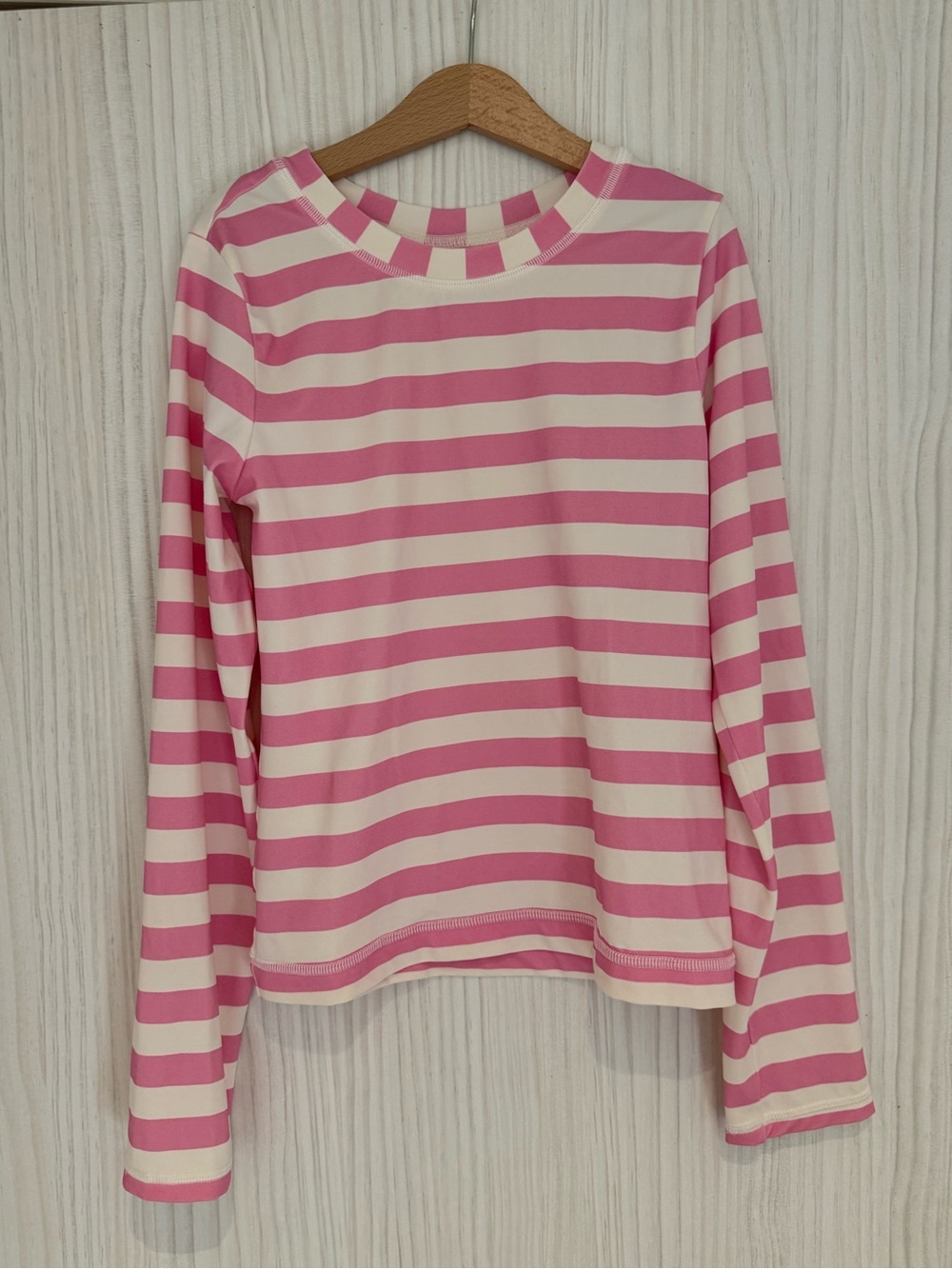 Hanna Andersson Pink & White Striped Long-Sleeve Rashguard